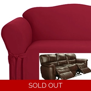 Dual Reclining SOFA Slipcover Cotton Burgundy Sure Fit Recliner Couch